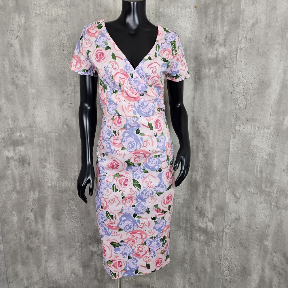 Collectif Vintage London US8/M UK12 Country‎ Rose Floral Wiggle Pinup Rockabilly